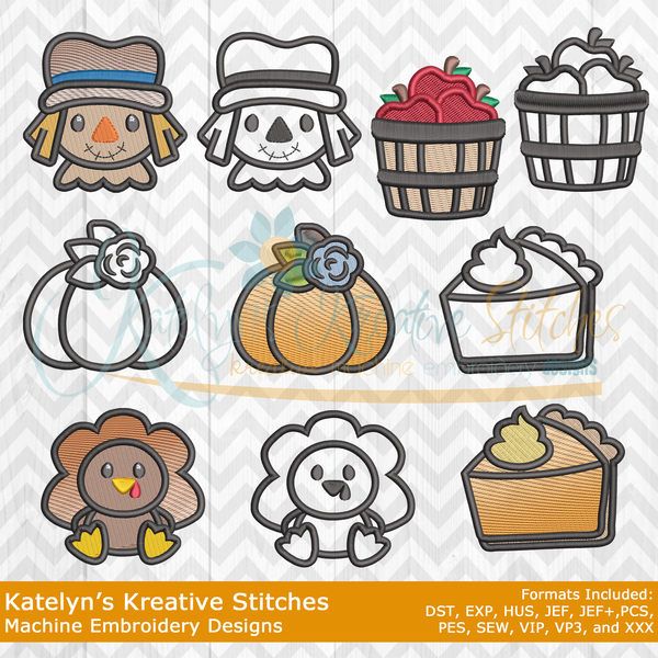 Fall Icon Embroidery Bundle