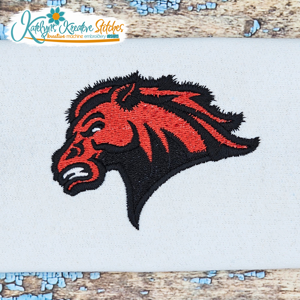 Mustang Icon Embroidery - Filled and Outline Versions, 2 image