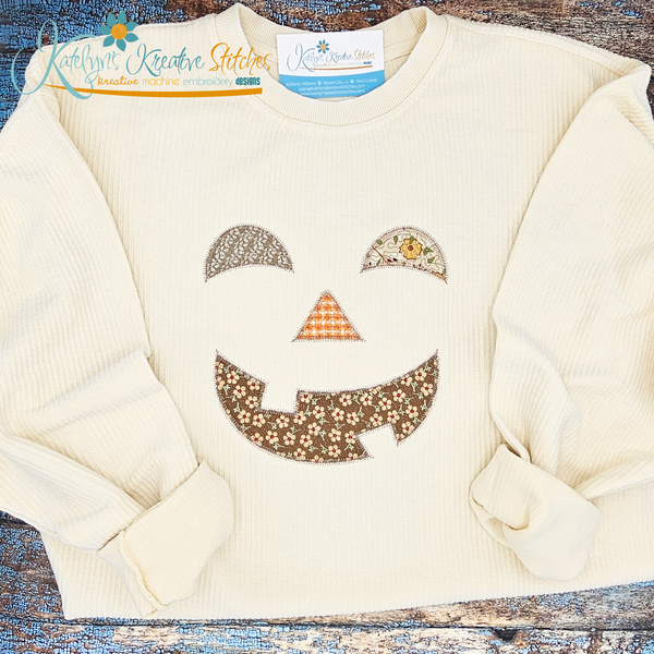 Quilted Jack o Lantern Face Applique Embroidery