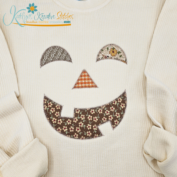 Quilted Jack o Lantern Face Applique Embroidery
