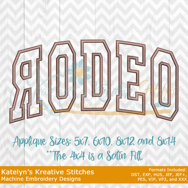 Rodeo Arched Embroidery - R is Backwards - (Version 2)