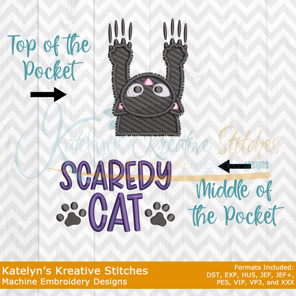 Scaredy Cat - Pocket Peekers Embroidery Design