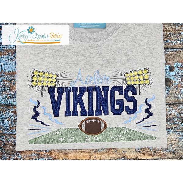 Stadium Lights Football Applique Embroidery