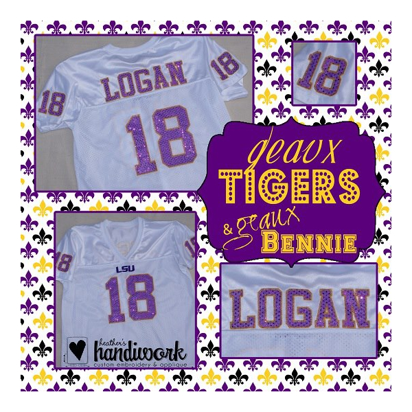 Tiger Jersey Sample - Stitched by Heathers Handiwork Custom Embroidery