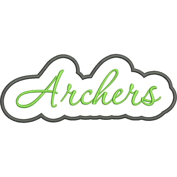 Archers Applique Script Satin Snap Shot