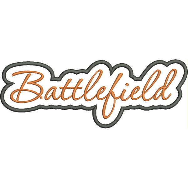 Battlefield Applique Script Satin Snap Shot