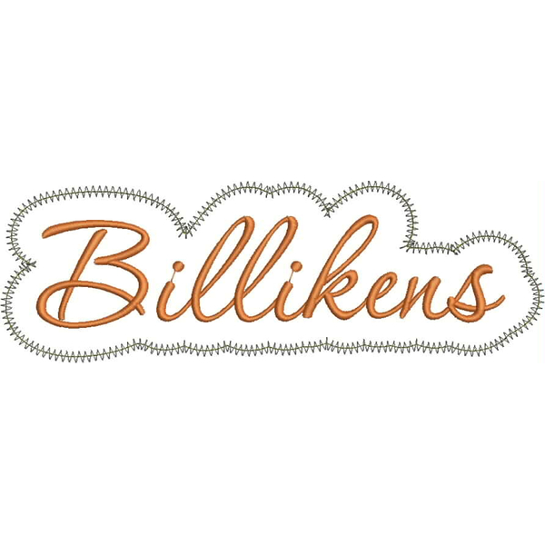 Billikens Applique Script Zig Zag Snap Shot