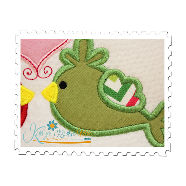 Birds with Heart Applique Close Up