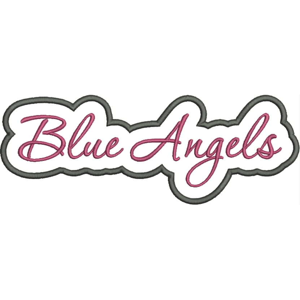 Blue Angels Applique Script Satin Snap Shot