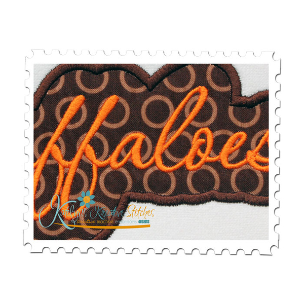 Buffaloes Applique Script Close Up