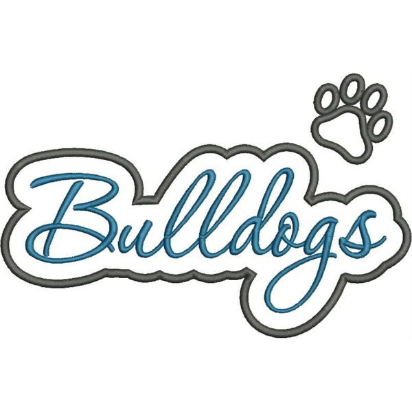 Bulldogs Applique Script Satin Snap Shot