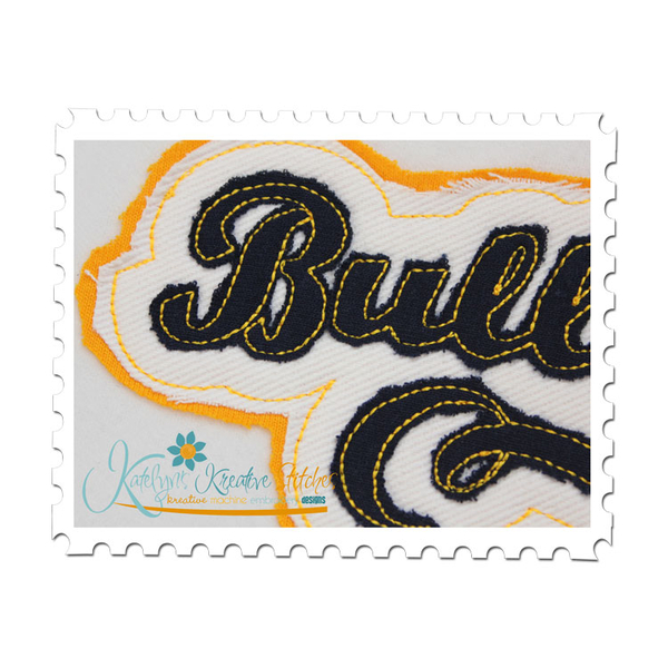 Bulldogs Distressed Applique Close Up