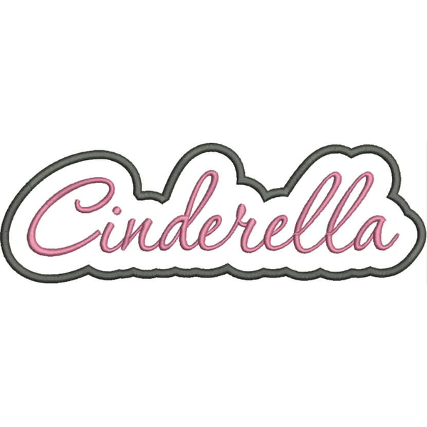 Cinderella Applique Script Satin Snap Shot