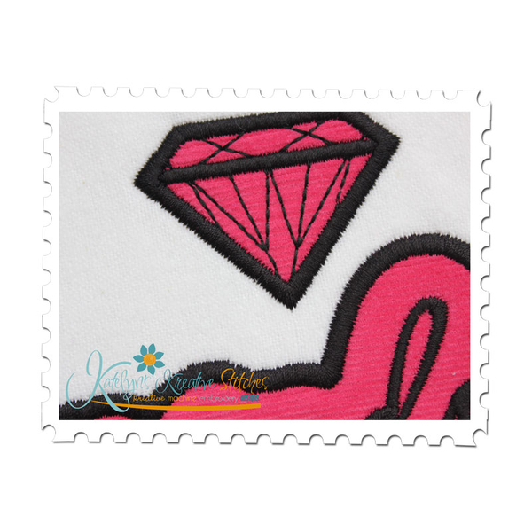 Diamonds Applique Script Close Up