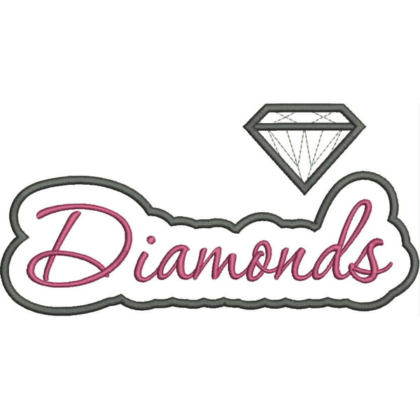 Diamonds Applique Script Satin Snap Shot