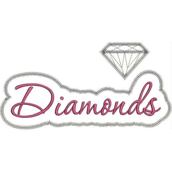 Diamonds Applique Script Zig Zag Snap Shot
