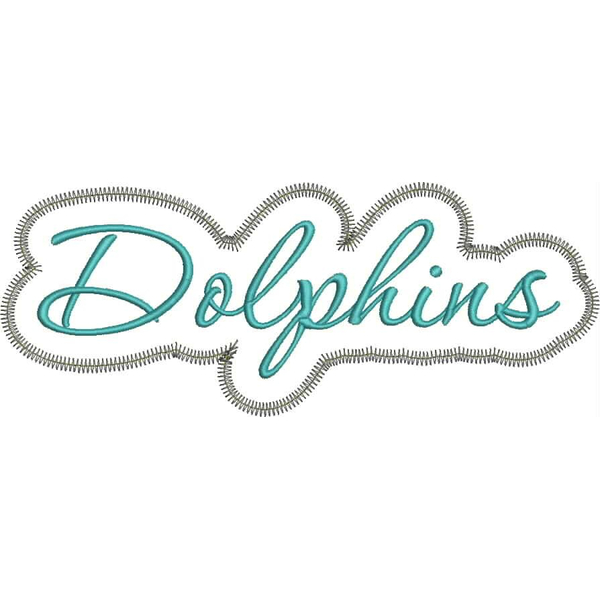 Dolphins Applique Script Zig Zag Snap Shot