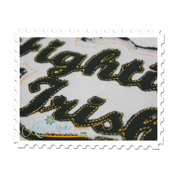 Fighting Irish Distressed Applique Close Up