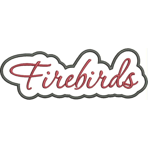 Firebirds Applique Script Satin Snap Shot