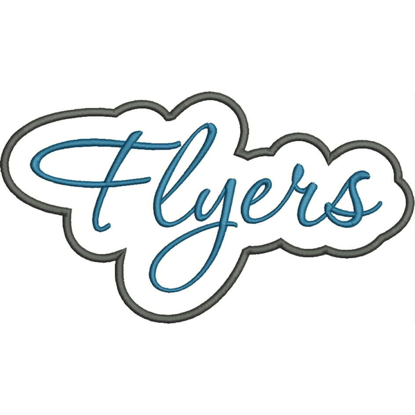 Flyers Applique Script Satin Snap Shot