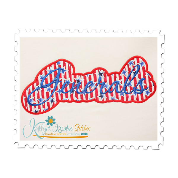 Generals Applique Script Satin