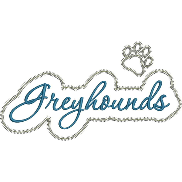 Greyhounds Applique Script Zig Zag Snap Shot