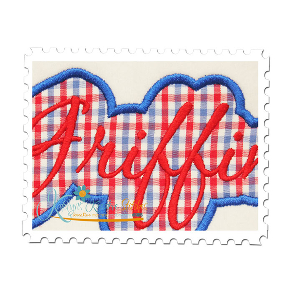 Griffins Applique Script Close Up