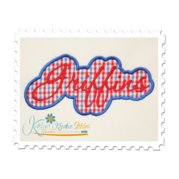 Griffins Applique Script Satin