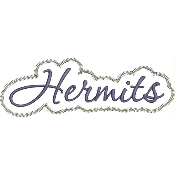 Hermits Applique Script Zig Zag Snap Shot