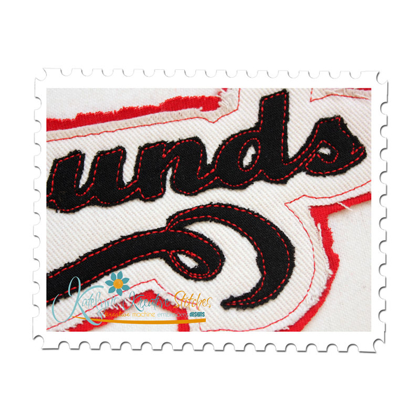 Hounds Distressed Applique Close Up