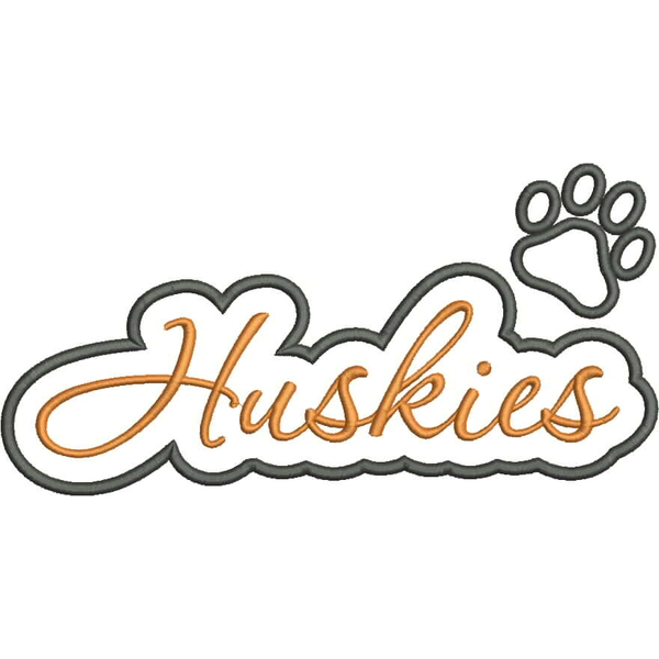 Huskies Applique Script Satin Snap Shot