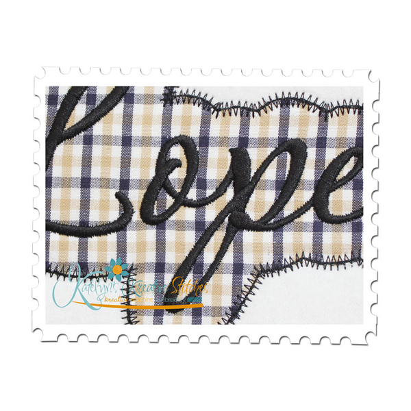 Lopes Applique Script Close Up