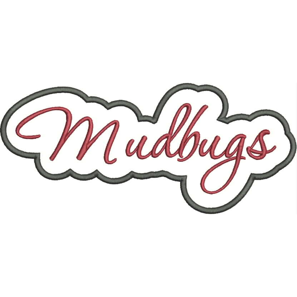 Mudbugs Applique Script Satin Snap Shot