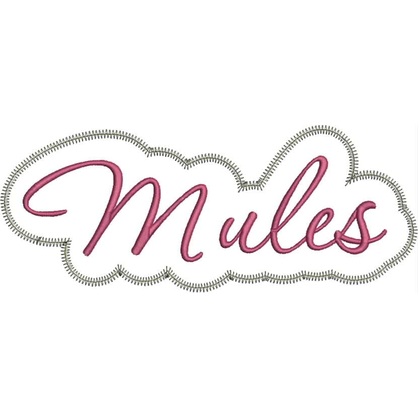 Mules Applique Script Zig Zag Snap Shot
