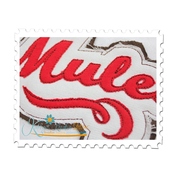 Mules Distressed Applique Close Up