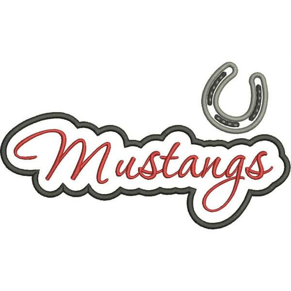 Mustangs Applique Script Satin Snap Shot