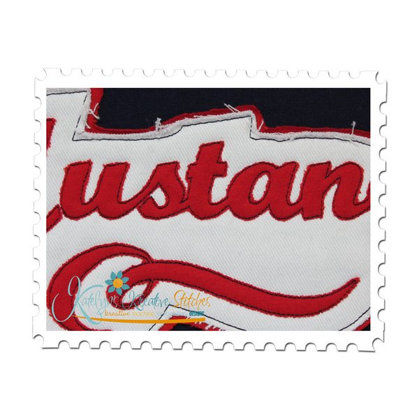 Mustangs Distressed Applique Close Up