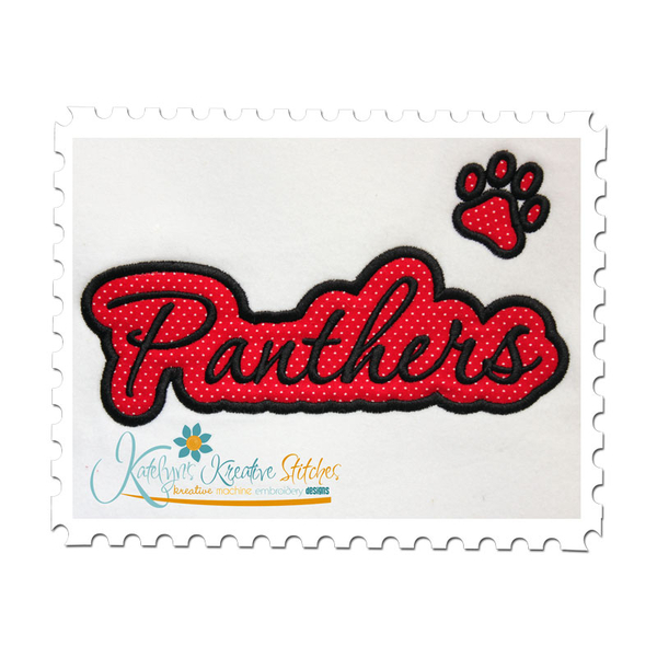 Panthers Applique Script Satin