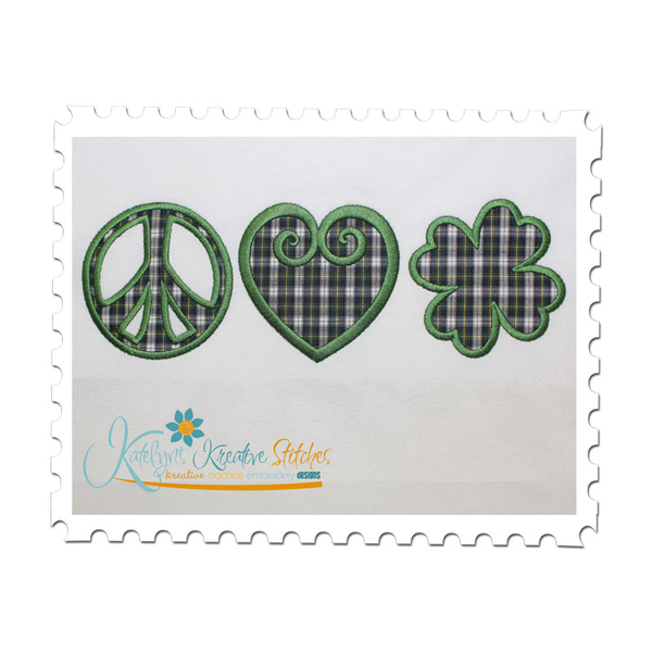 Peace Love and Shamrock Applique