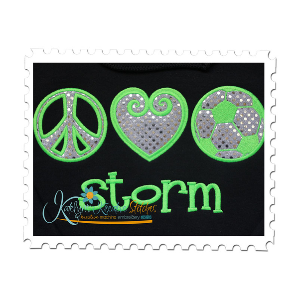 Peace Love Soccer stitched by Me