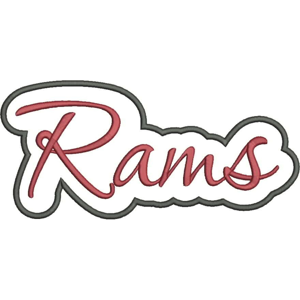 Rams Applique Script Satin Snap Shot