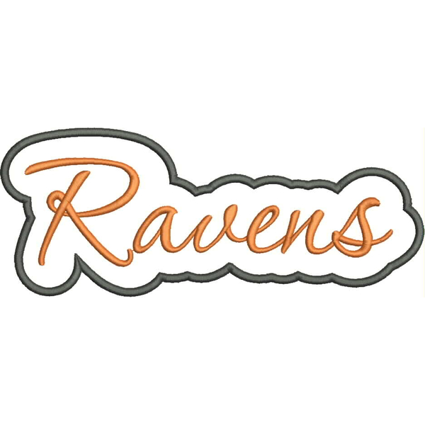 Ravens Applique Script Satin Snap Shot