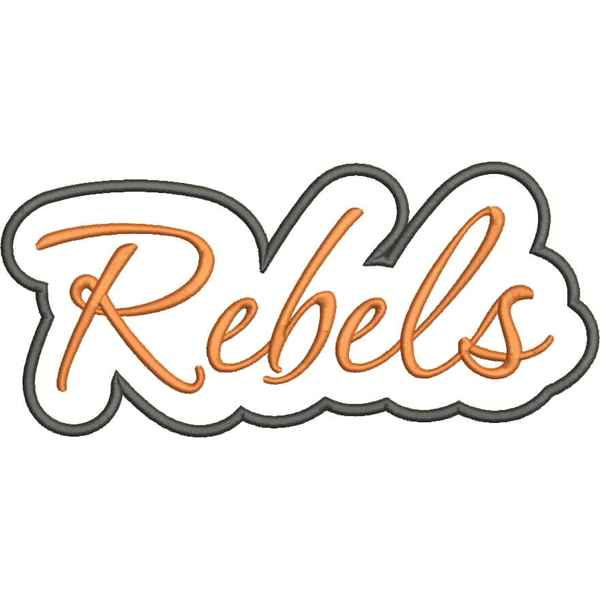 Rebels Applique Script Satin Snap Shot