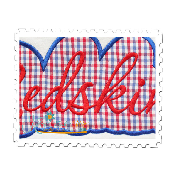 Redskins Applique Script Satin Close Up