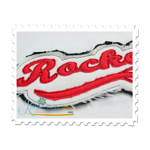 Rockets Distressed Applique Close Up