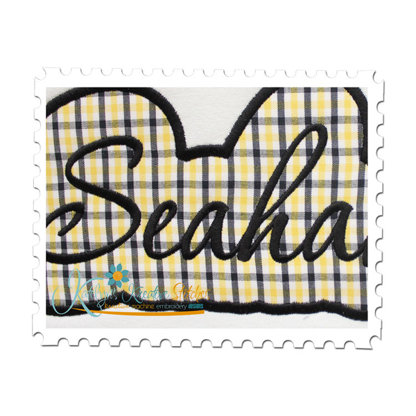 Seahawks Applique Script Satin Close Up