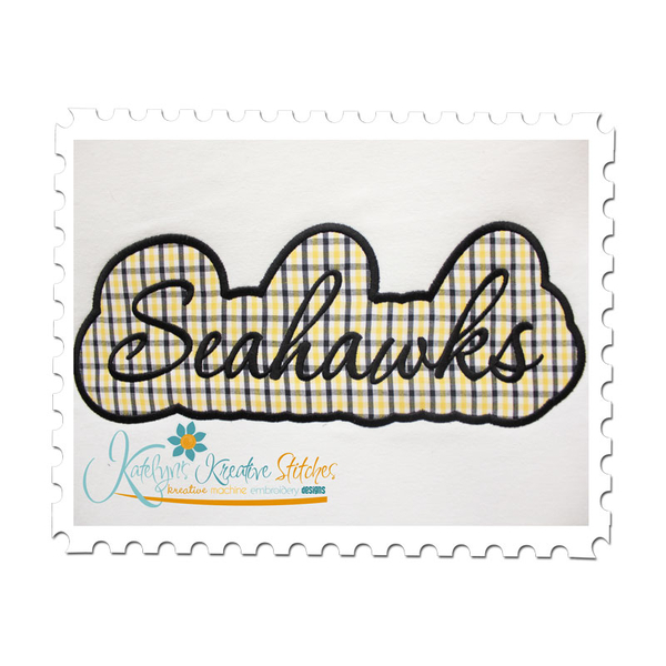 Seahawks Applique Script Satin