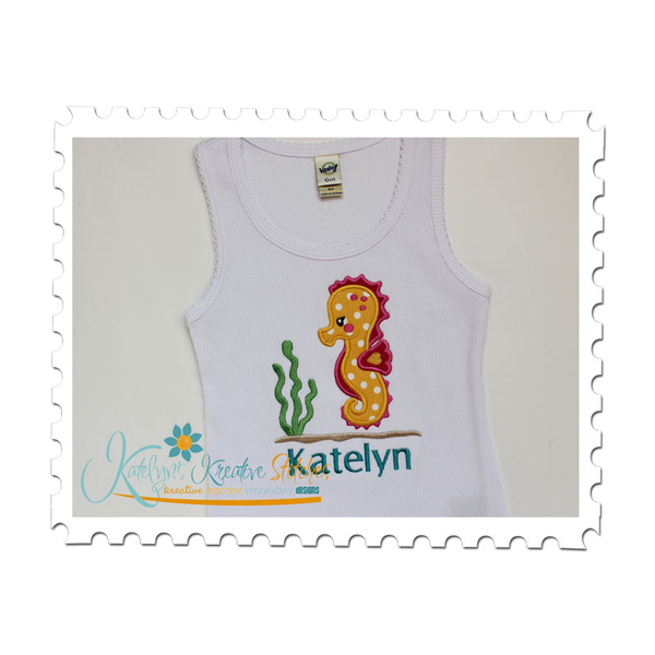 Seahorse Girl Applique on a Ribbed Tank Top