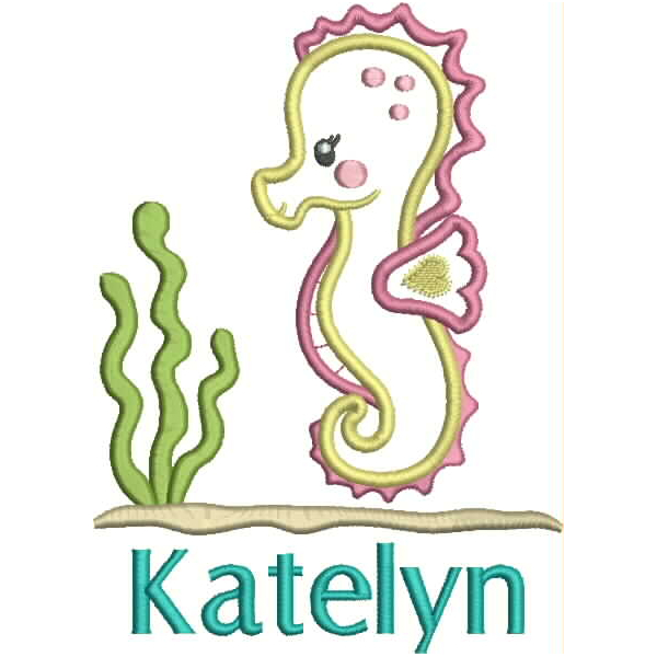 Seahorse Girl Applique Snap Shot
