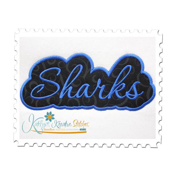 Sharks Applique Script Satin